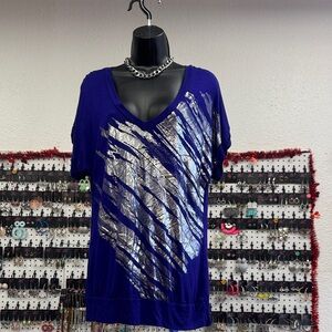 One Clothing Blue Tee with Silver Design